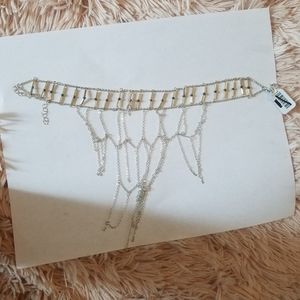 free people choker silver chain with gold beads